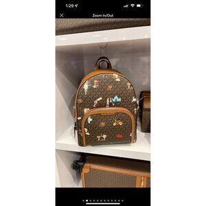 Michael Kors backpack jaycee large pocketbook girls printed brown multi